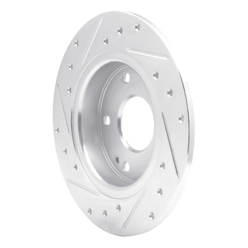 Honda Civic Brake Rotor (1) - Rear Right - R1 Concepts - Drilled & Slotted - Silver - `16-`25